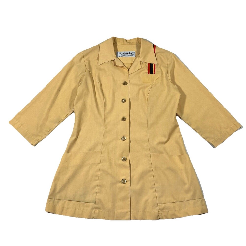 Vintage 70s Wrangler Uniform Dress Jacket Womens L USA Made Beige